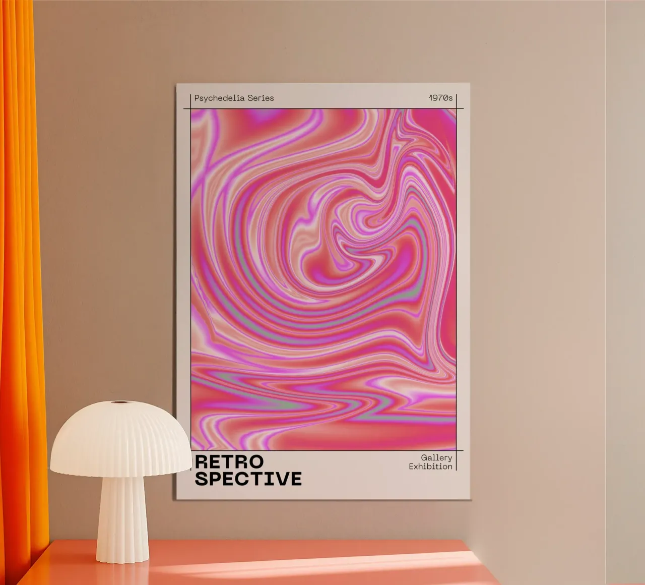 "Retrospettiva" Vortice rosa psichedelico | Arte fluida anni '70 Pri poster da NorwesClub