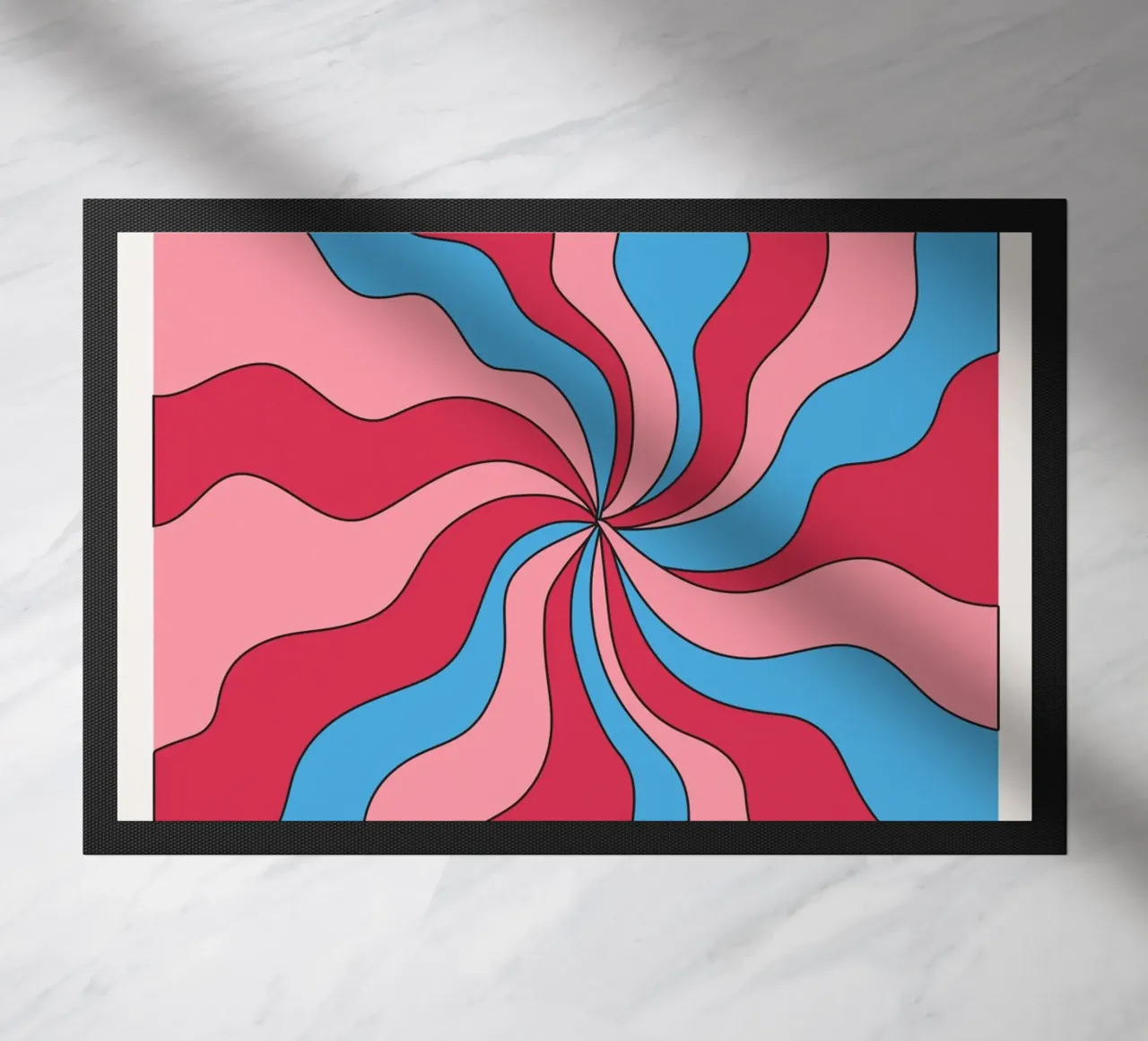 Psychedelic Swirl Waves | Retro Pink Blue Hypnotic Art Print felpudo de NorwesClub