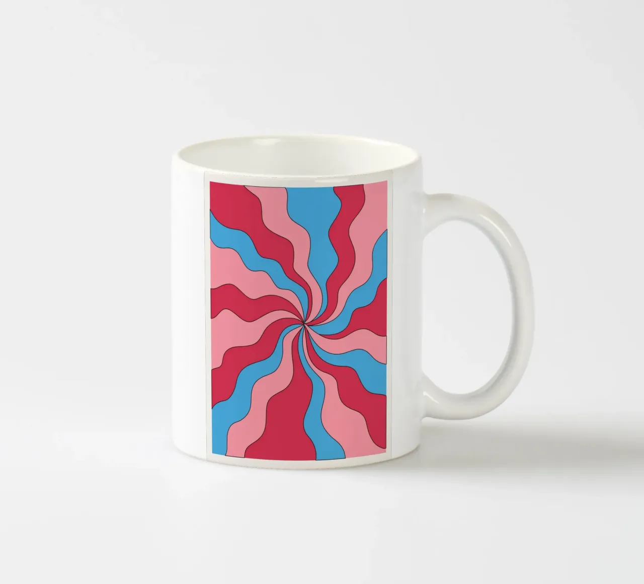 Psychedelische Swirl Golven Retro Roze Blauw Hypnotische Kunstdruk keramische mok van NorwesClub