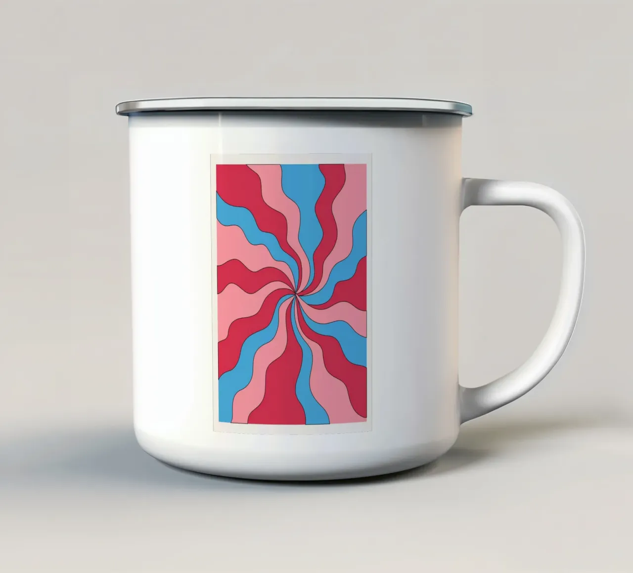 Psychedelische Swirl Golven Retro Roze Blauw Hypnotische Kunstdruk emaille mok van NorwesClub