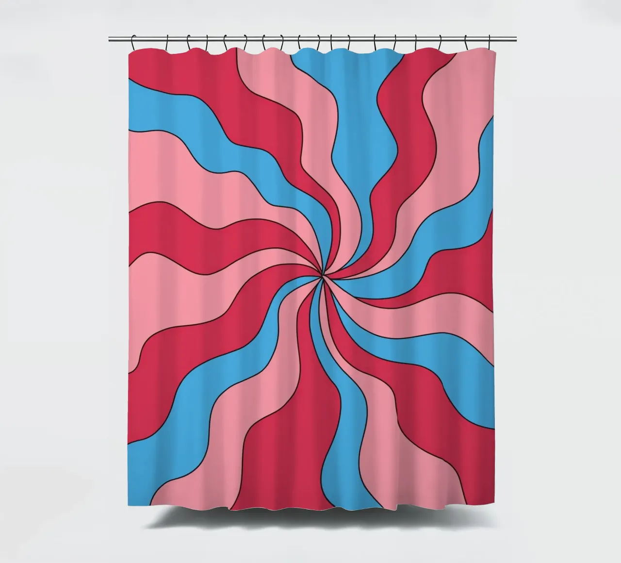Psychedelische Swirl Golven Retro Roze Blauw Hypnotische Kunstdruk douchegordijn van NorwesClub