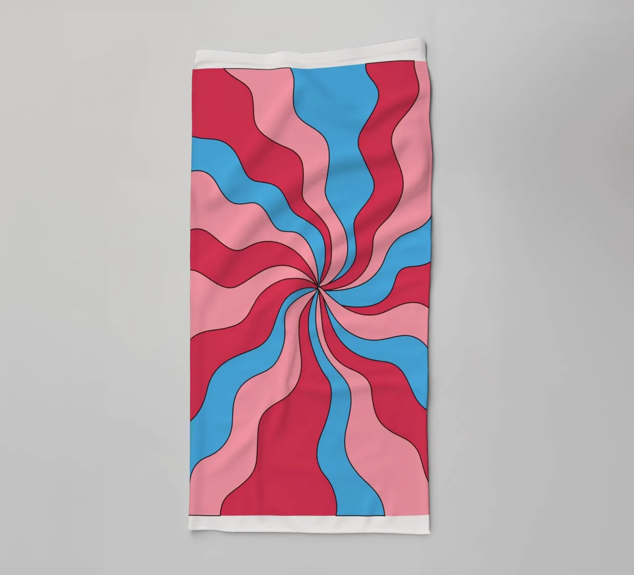 Psychedelische Swirl Golven Retro Roze Blauw Hypnotische Kunstdruk badhanddoek van NorwesClub