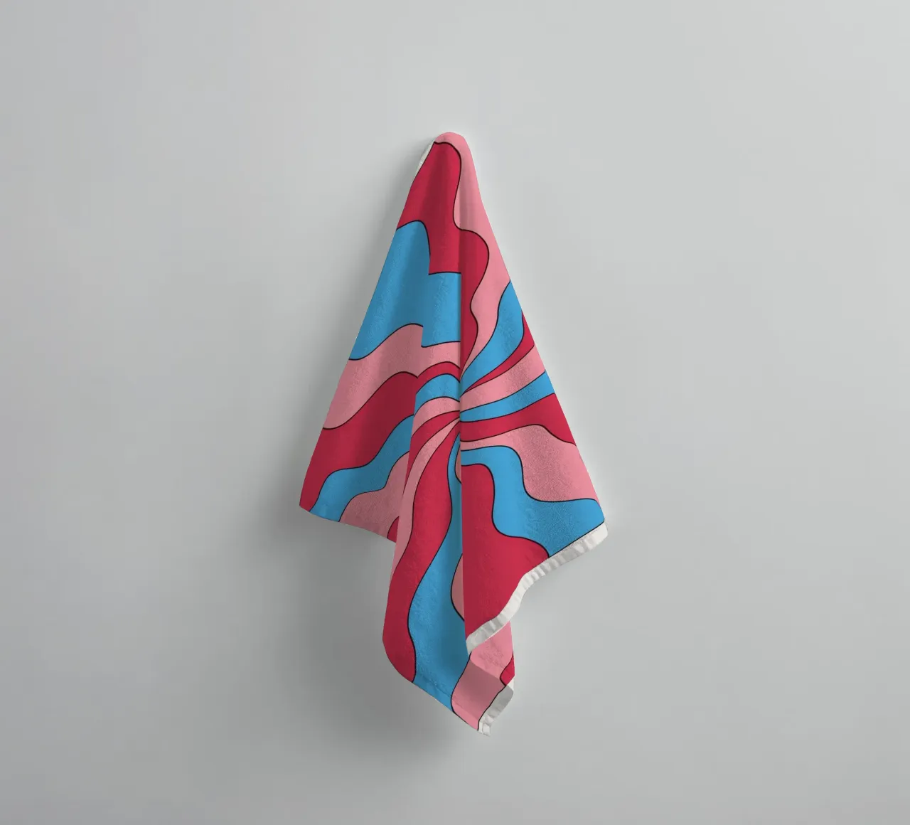 Psychedelische Swirl Golven Retro Roze Blauw Hypnotische Kunstdruk badhanddoek van NorwesClub