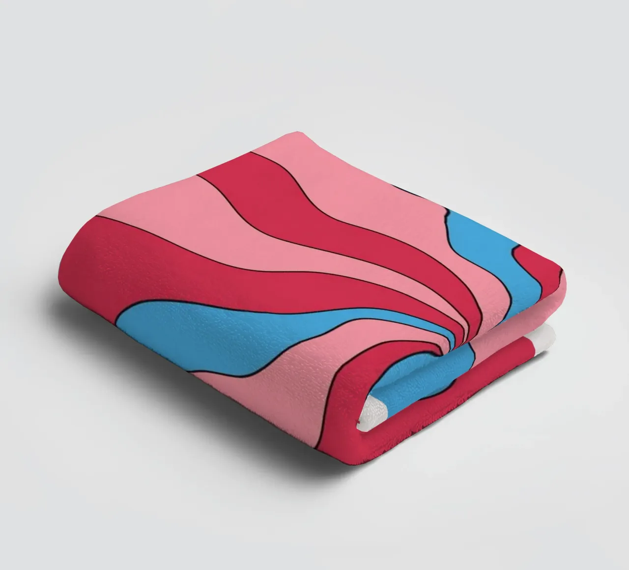Psychedelische Swirl Golven Retro Roze Blauw Hypnotische Kunstdruk badhanddoek van NorwesClub