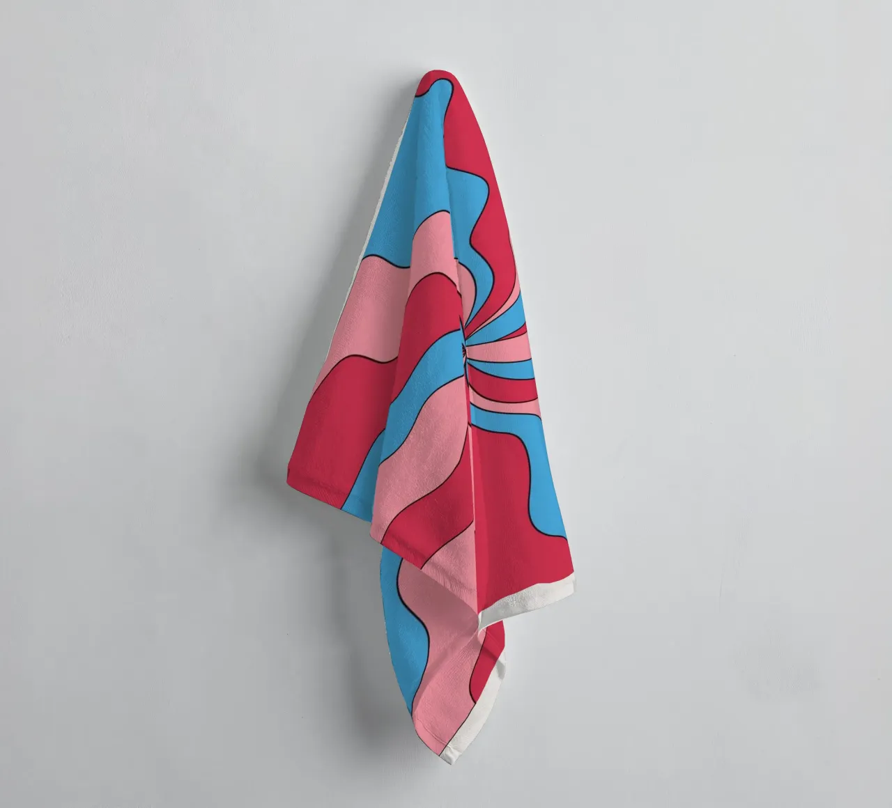 Psychedelische Swirl Golven Retro Roze Blauw Hypnotische Kunstdruk badhanddoek van NorwesClub