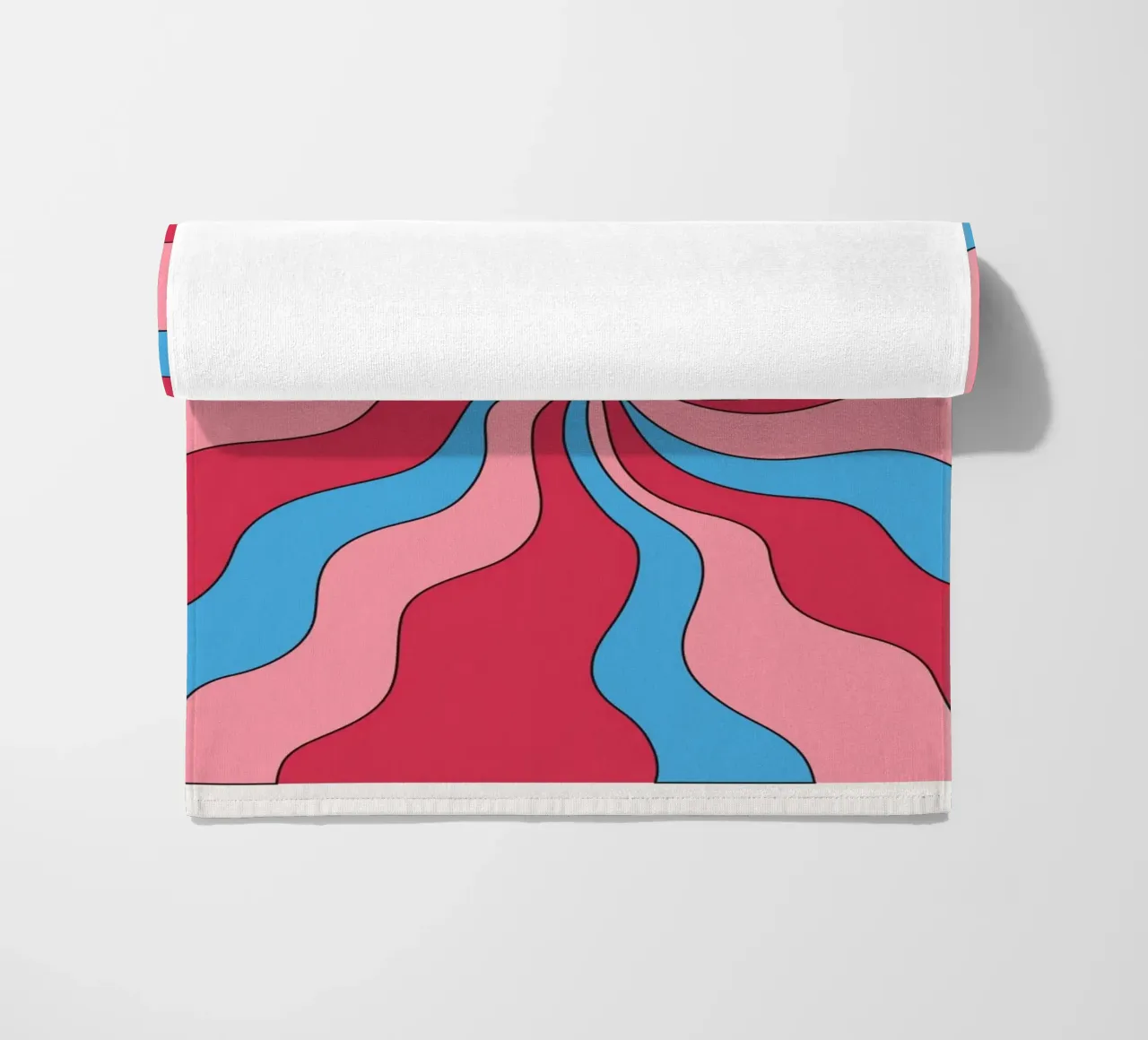 Psychedelische Swirl Golven Retro Roze Blauw Hypnotische Kunstdruk strandhanddoek van NorwesClub
