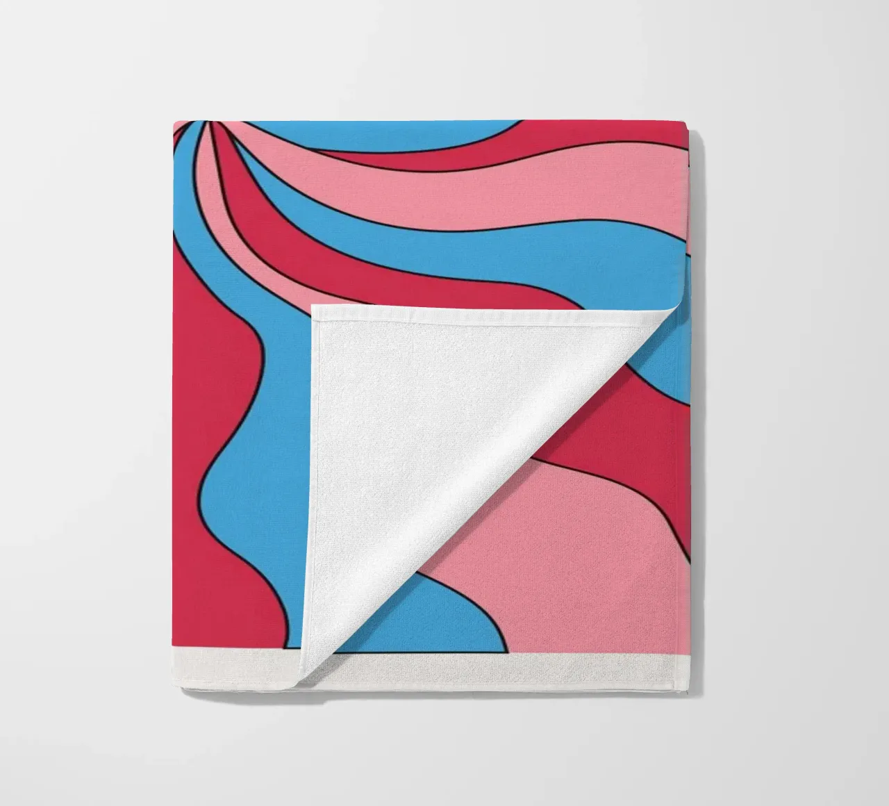 Psychedelische Swirl Golven Retro Roze Blauw Hypnotische Kunstdruk strandhanddoek van NorwesClub