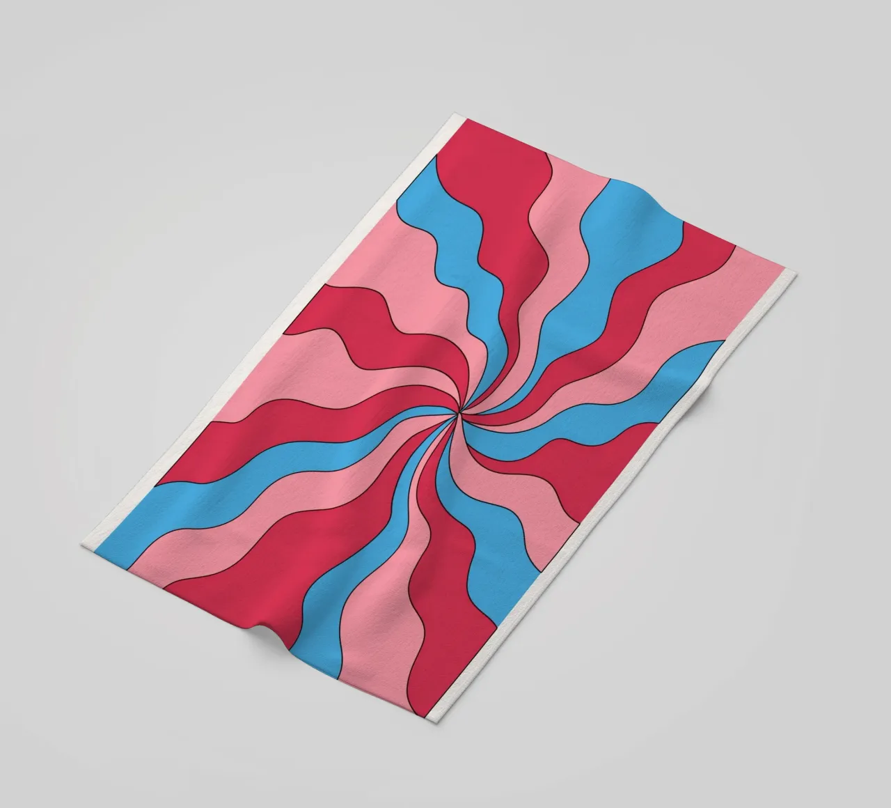 Psychedelische Swirl Golven Retro Roze Blauw Hypnotische Kunstdruk strandhanddoek van NorwesClub