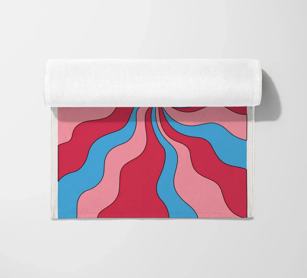 Psychedelische Swirl Golven Retro Roze Blauw Hypnotische Kunstdruk strandhanddoek van NorwesClub
