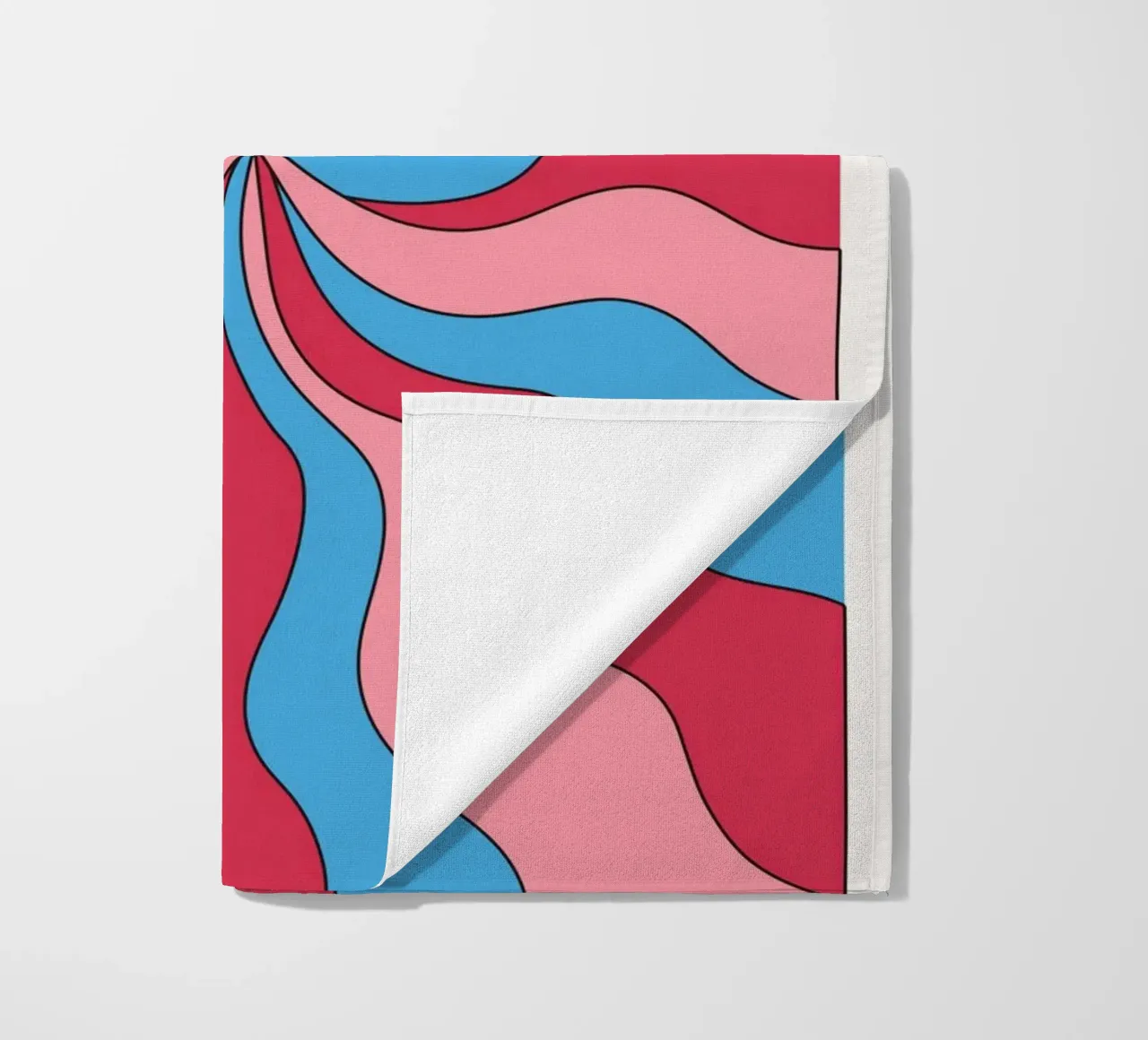 Psychedelische Swirl Golven Retro Roze Blauw Hypnotische Kunstdruk strandhanddoek van NorwesClub
