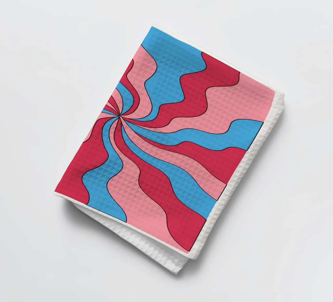 Ondulations psychédéliques | Rétro Rose Bleu Hypnotique Art Print torchon de NorwesClub