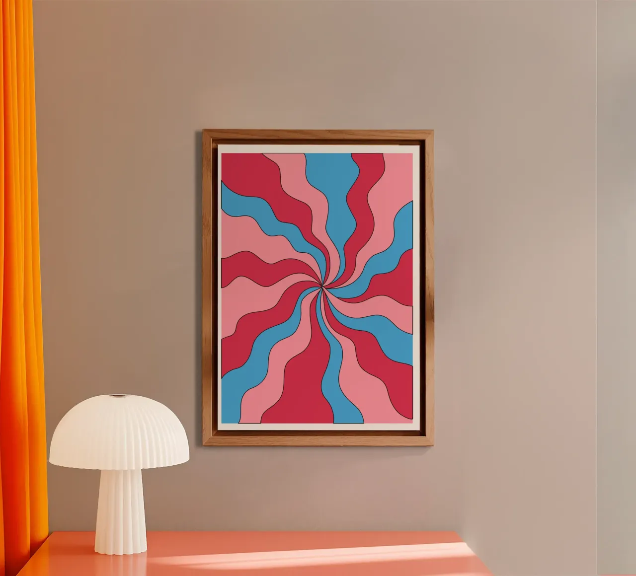 Psychedelic Swirl Waves | Retro Pink Blue Hypnotic Art Print forex plate by NorwesClub