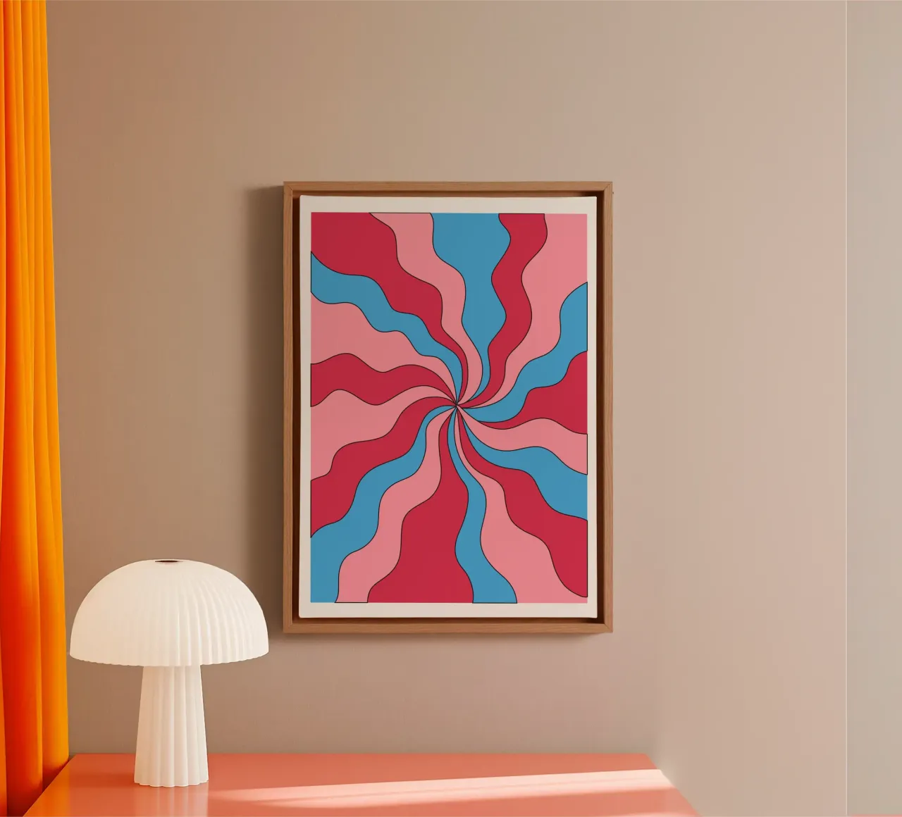 Psychedelische Swirl Golven Retro Roze Blauw Hypnotische Kunstdruk canvas van NorwesClub