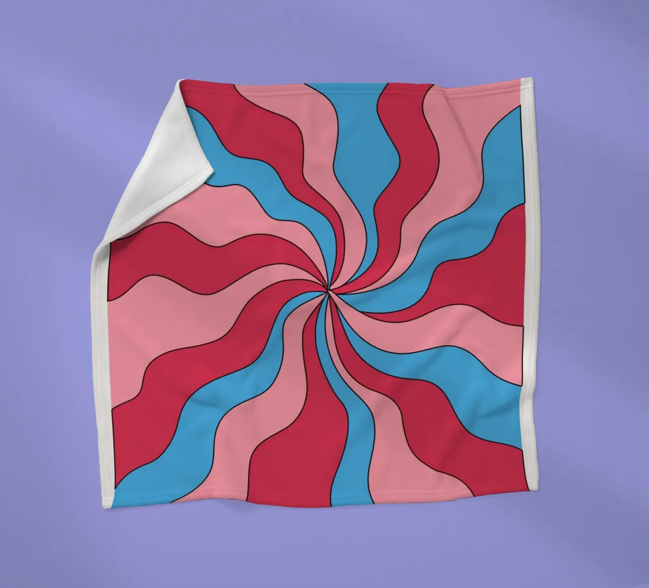 Psychedelic Swirl Waves | Retro Rosa Blau Hypnotic Kunstdruck Fleecedecke von NorwesClub