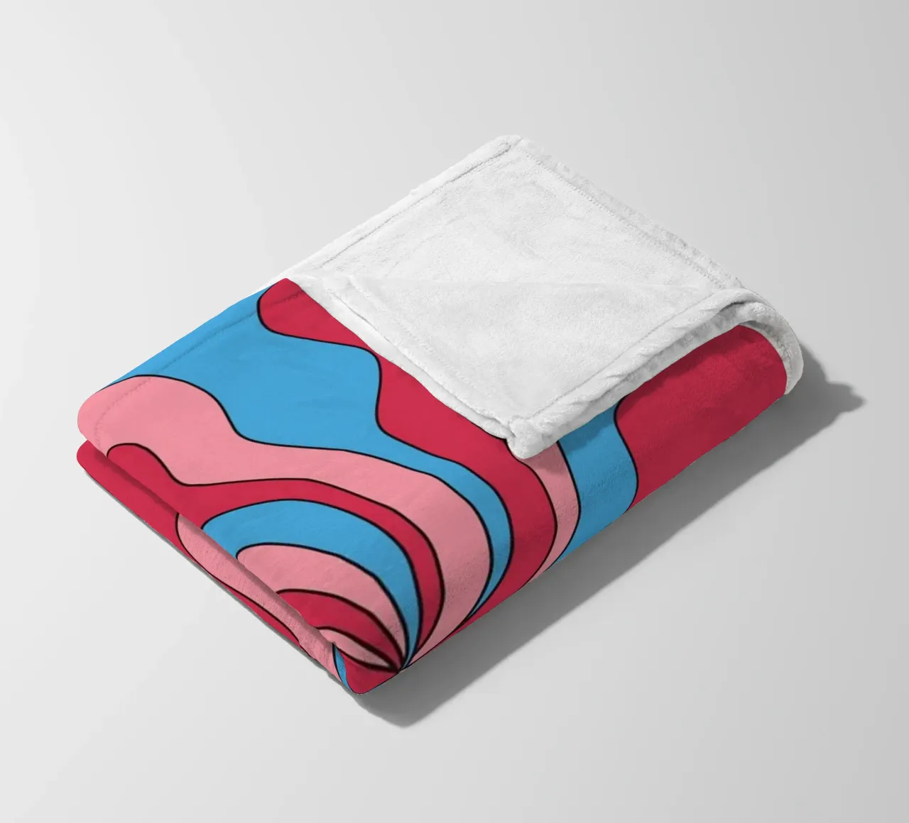 Psychedelic Swirl Waves | Retro Rosa Blau Hypnotic Kunstdruck Fleecedecke von NorwesClub