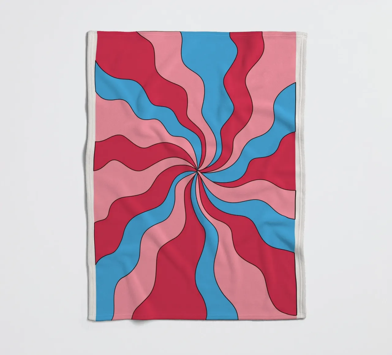 Psychedelic Swirl Waves | Retro Rosa Blau Hypnotic Kunstdruck Fleecedecke von NorwesClub