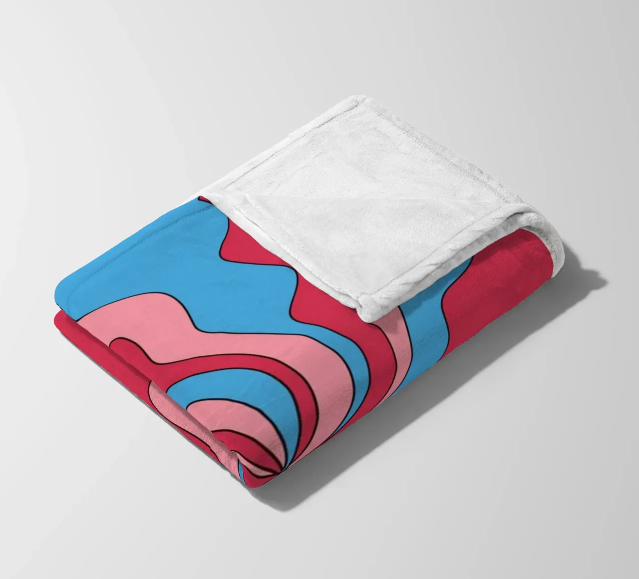 Psychedelic Swirl Waves | Retro Rosa Blau Hypnotic Kunstdruck Fleecedecke von NorwesClub