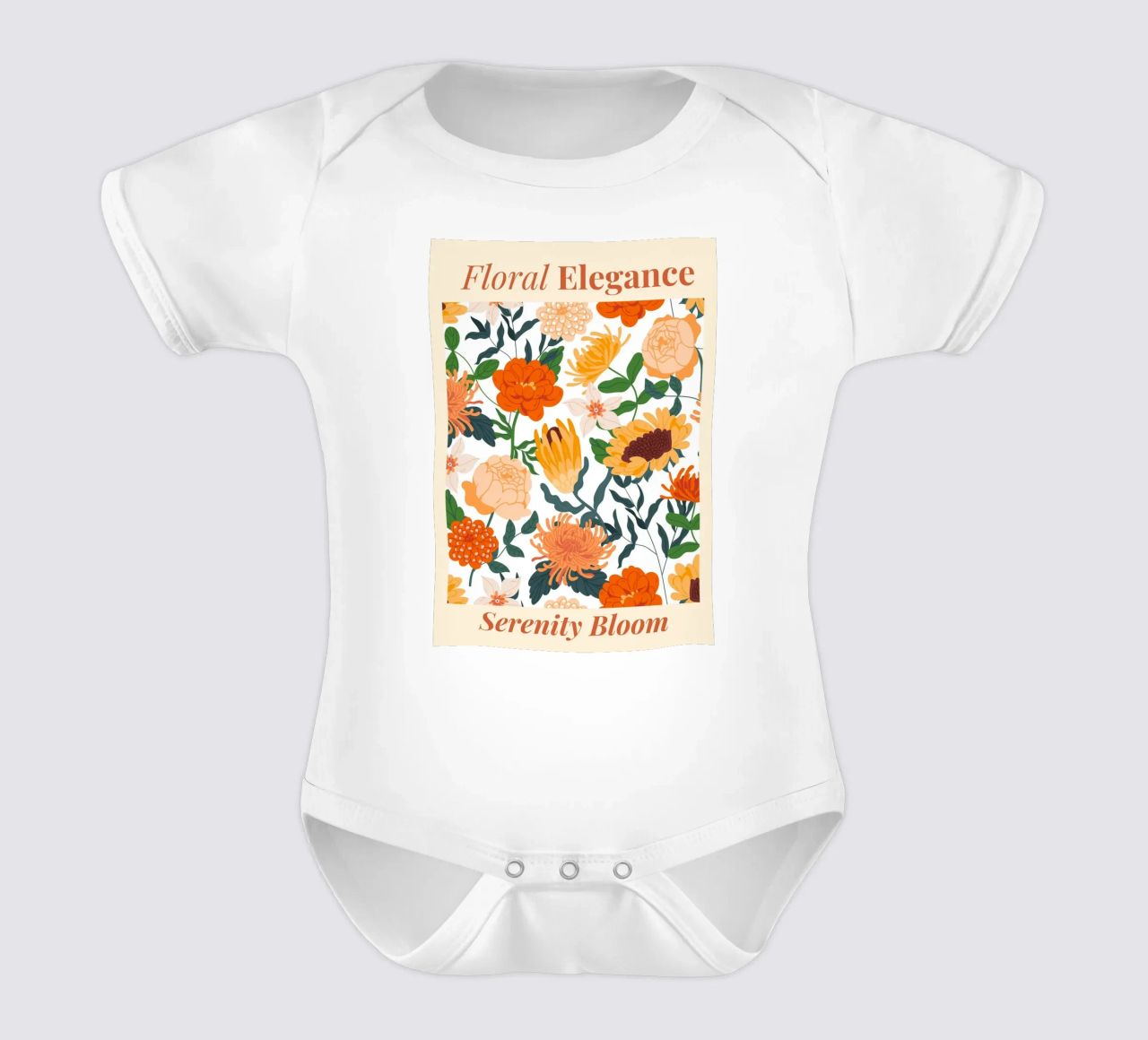"Eleganza floreale: Serenity Bloom" | Botanical Pattern Art Pr body neonato maniche corte da NorwesClub