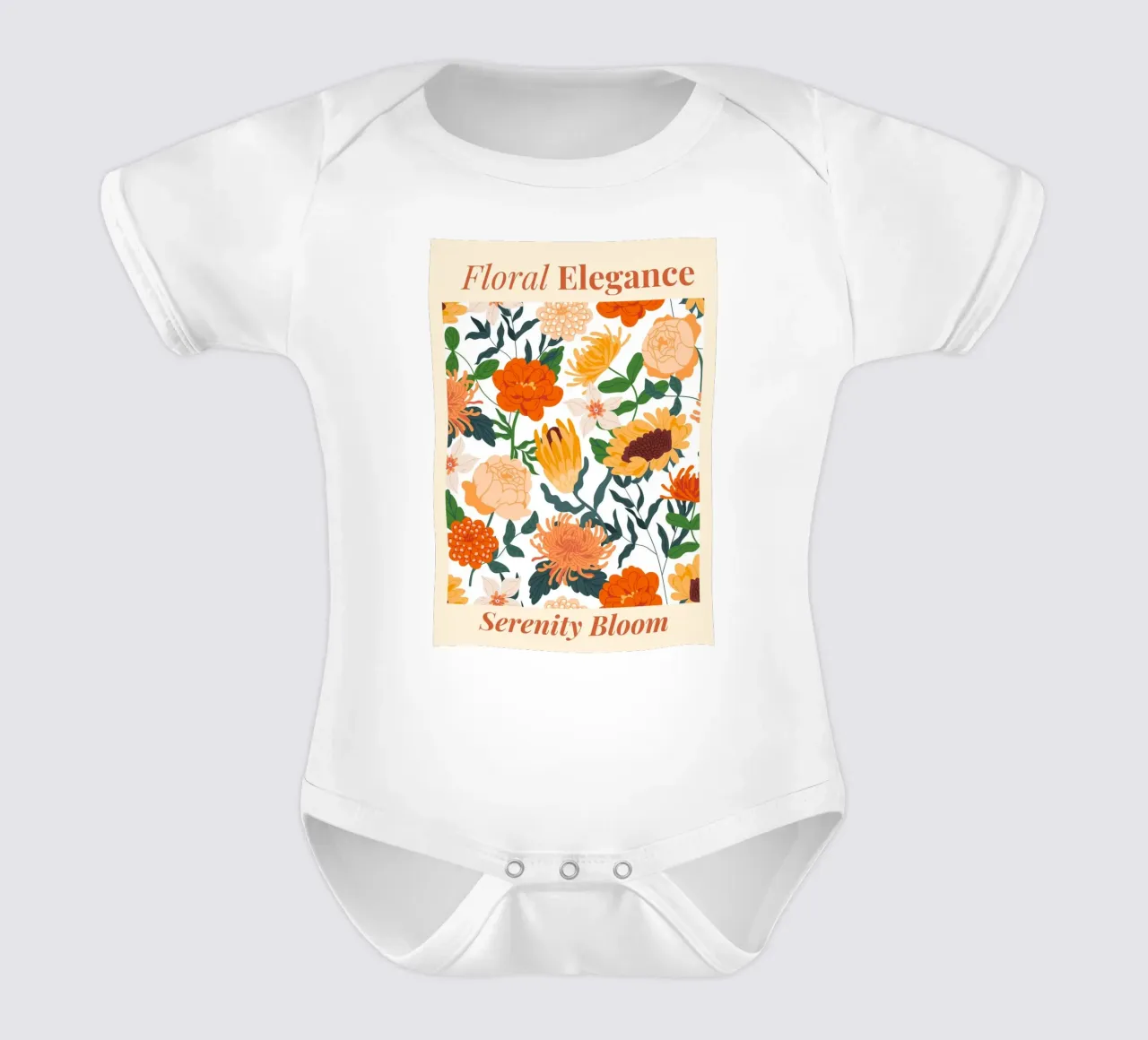 "Eleganza floreale: Serenity Bloom" | Botanical Pattern Art Pr body neonato maniche corte da NorwesClub