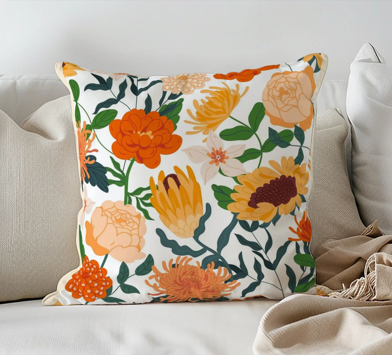 "Eleganza floreale: Serenity Bloom" | Botanical Pattern Art Pr cuscino da NorwesClub