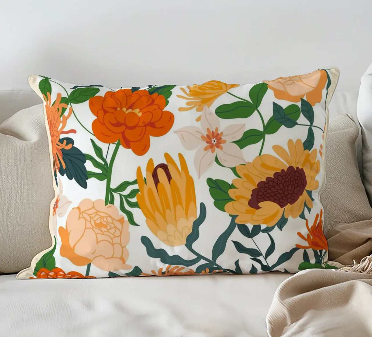 "Florale Eleganz: Serenity Bloom" | Botanical Pattern Art Pr Kissen von NorwesClub