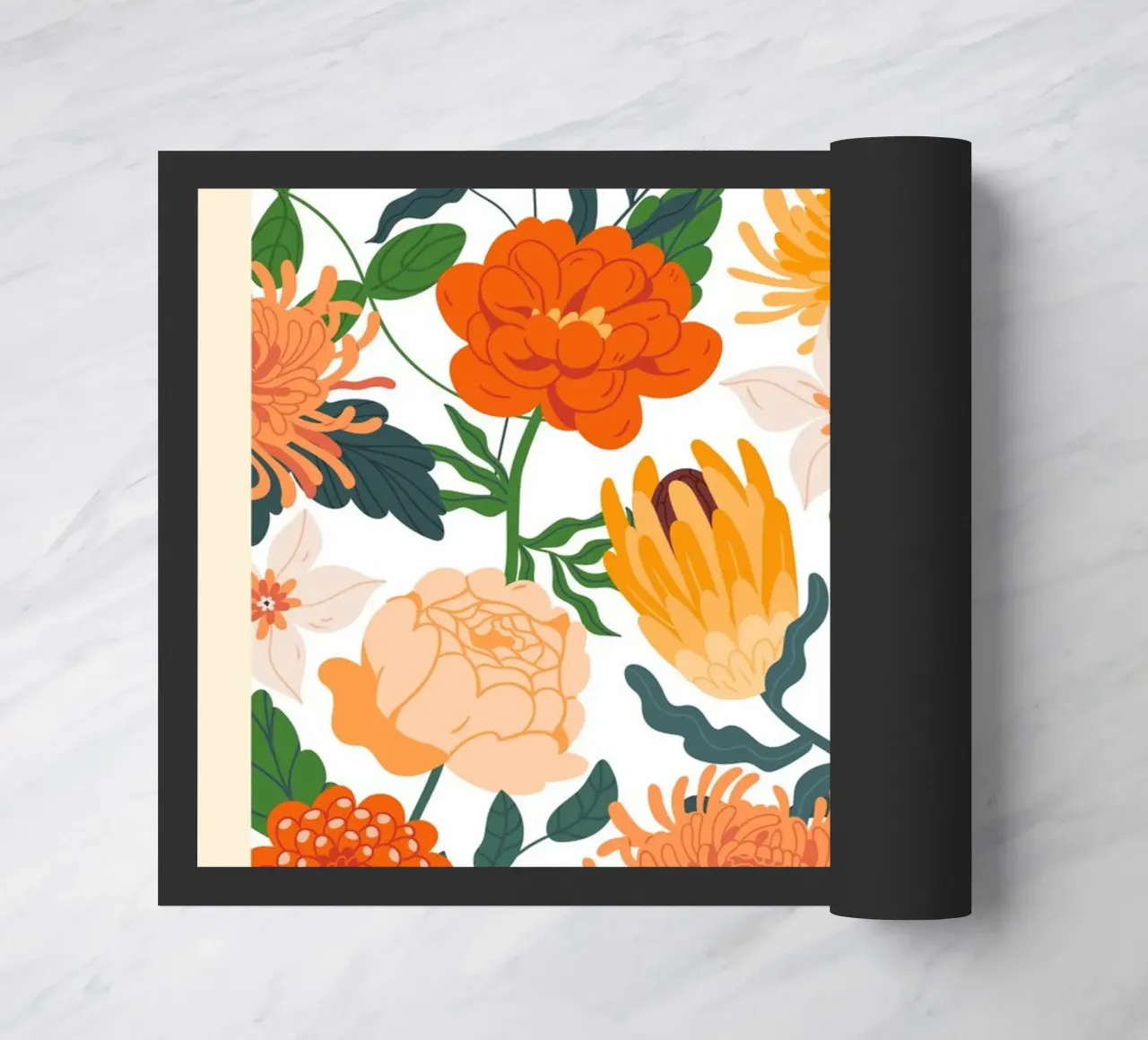 "Floral Elegance: Serenity Bloom" | Botanical Pattern Art Pr doormat by NorwesClub