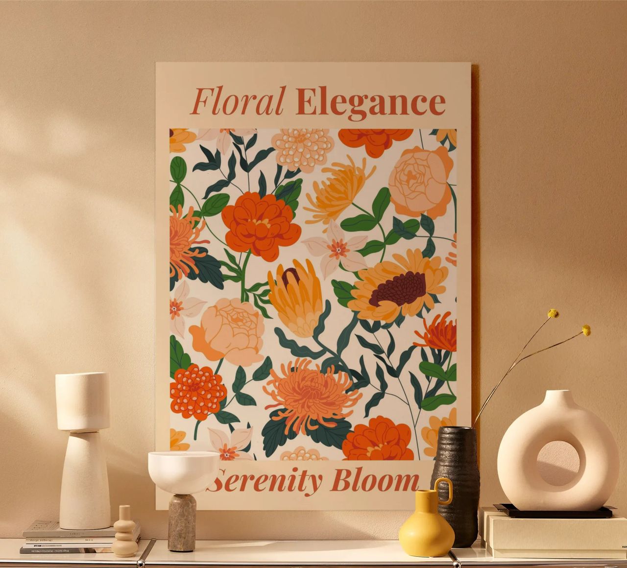 "Eleganza floreale: Serenity Bloom" | Botanical Pattern Art Pr plexiglass da NorwesClub