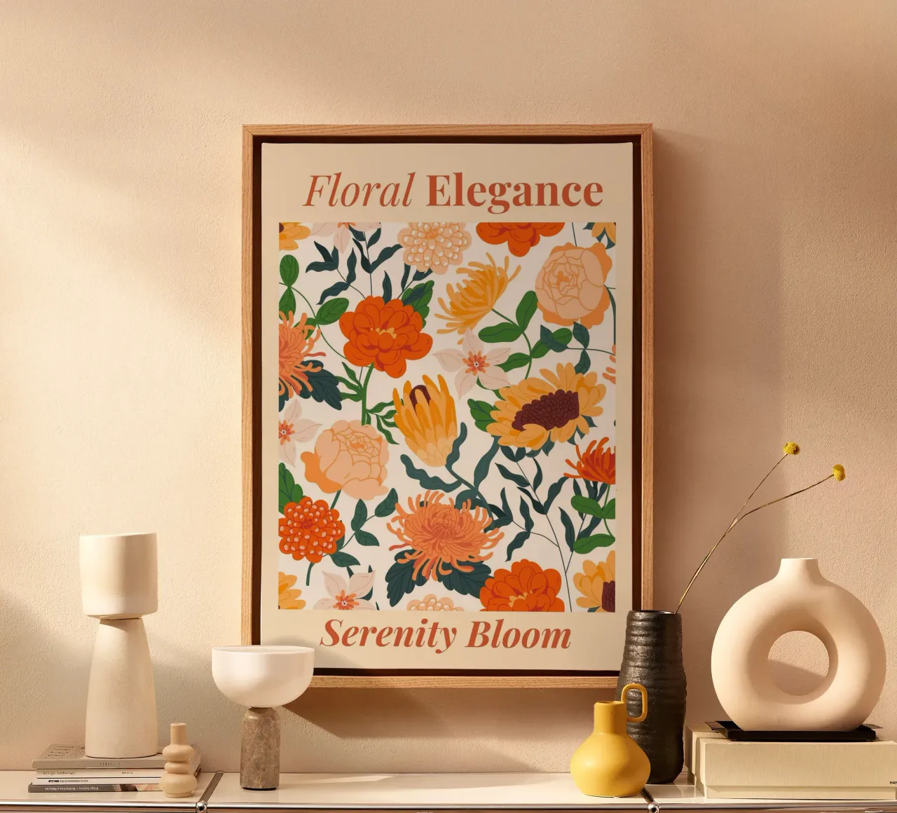 "Eleganza floreale: Serenity Bloom" | Botanical Pattern Art Pr tela da NorwesClub