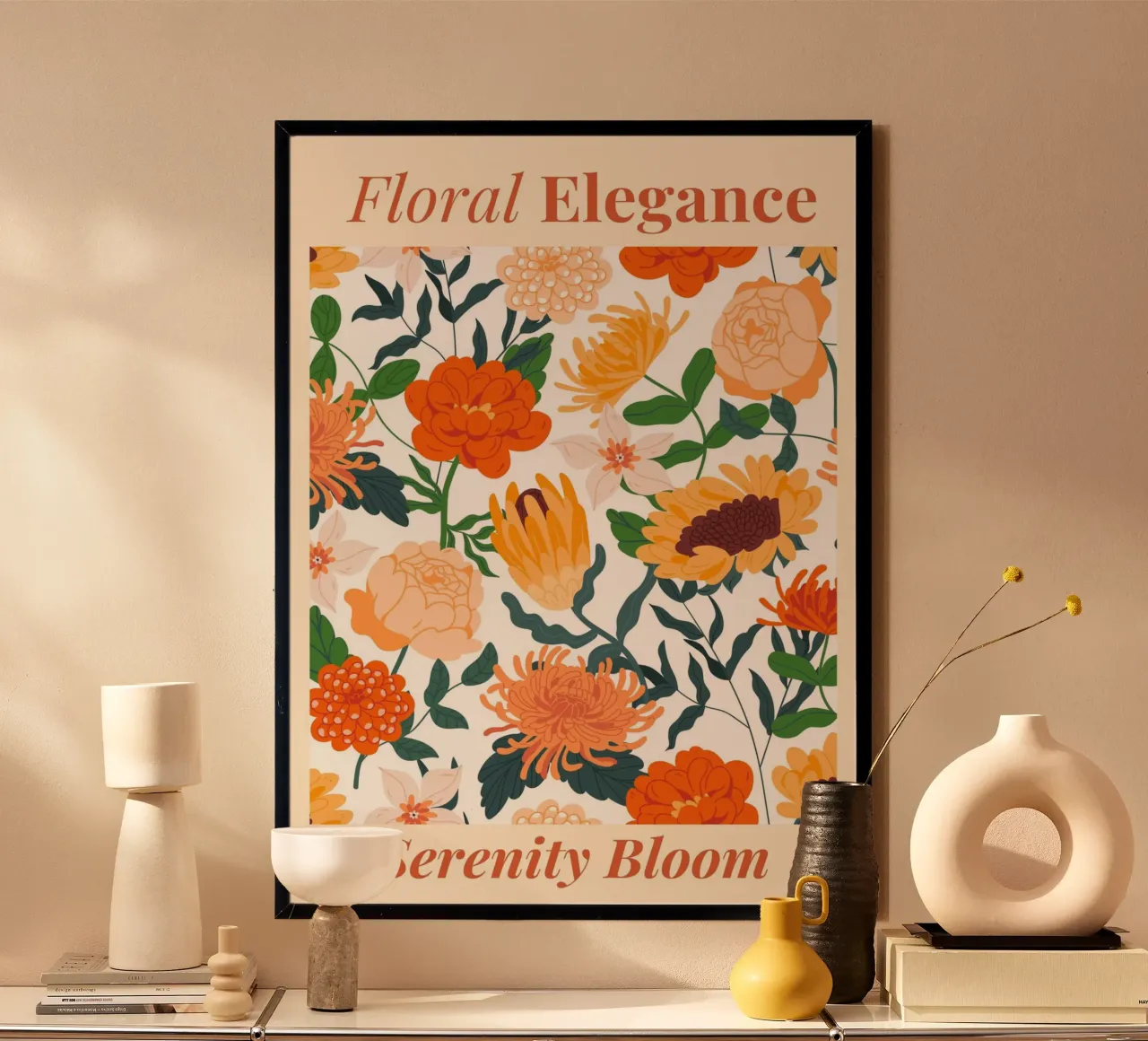 "Eleganza floreale: Serenity Bloom" | Botanical Pattern Art Pr carta hahnemühle da NorwesClub