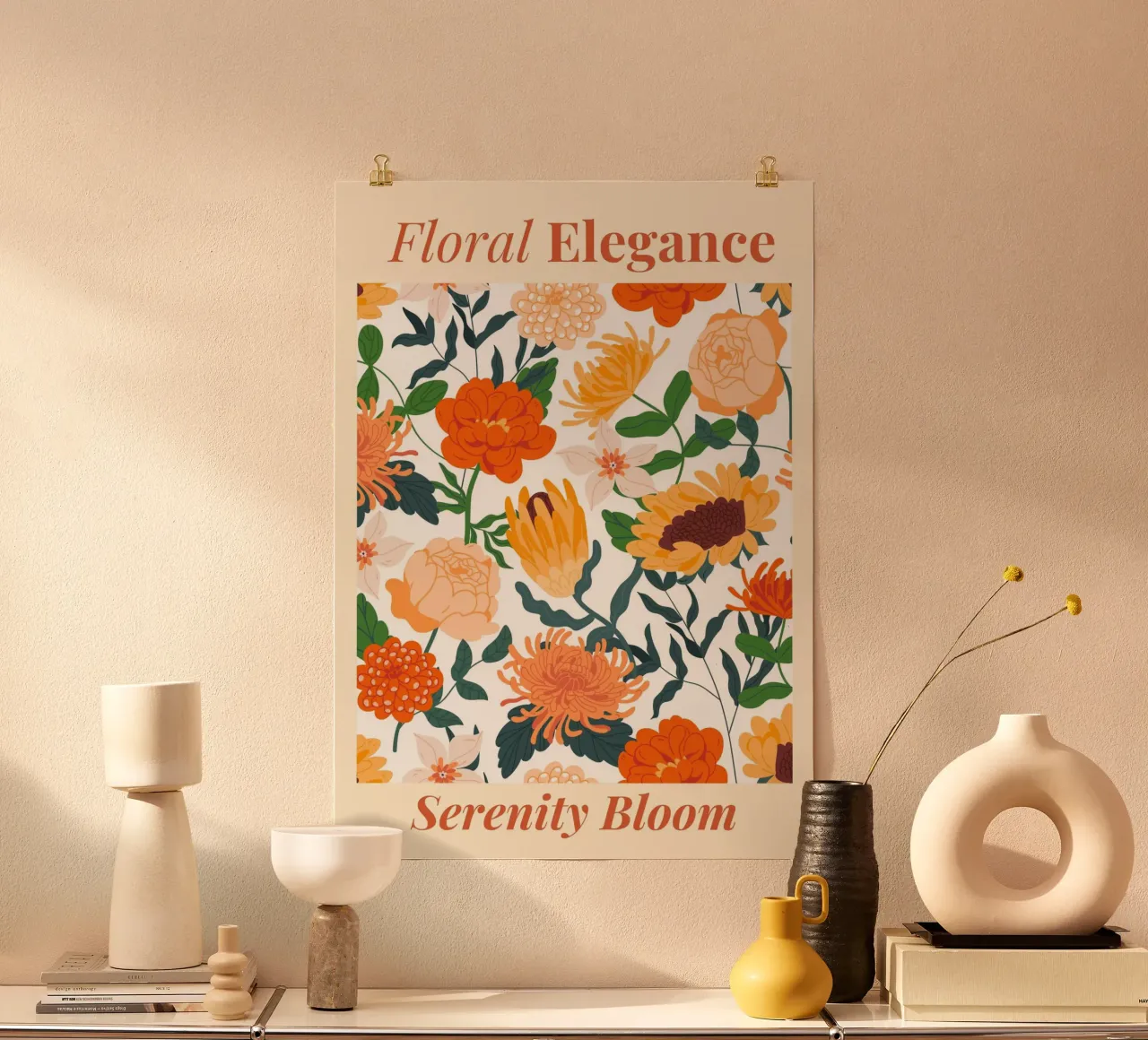 "Eleganza floreale: Serenity Bloom" | Botanical Pattern Art Pr carta hahnemühle da NorwesClub