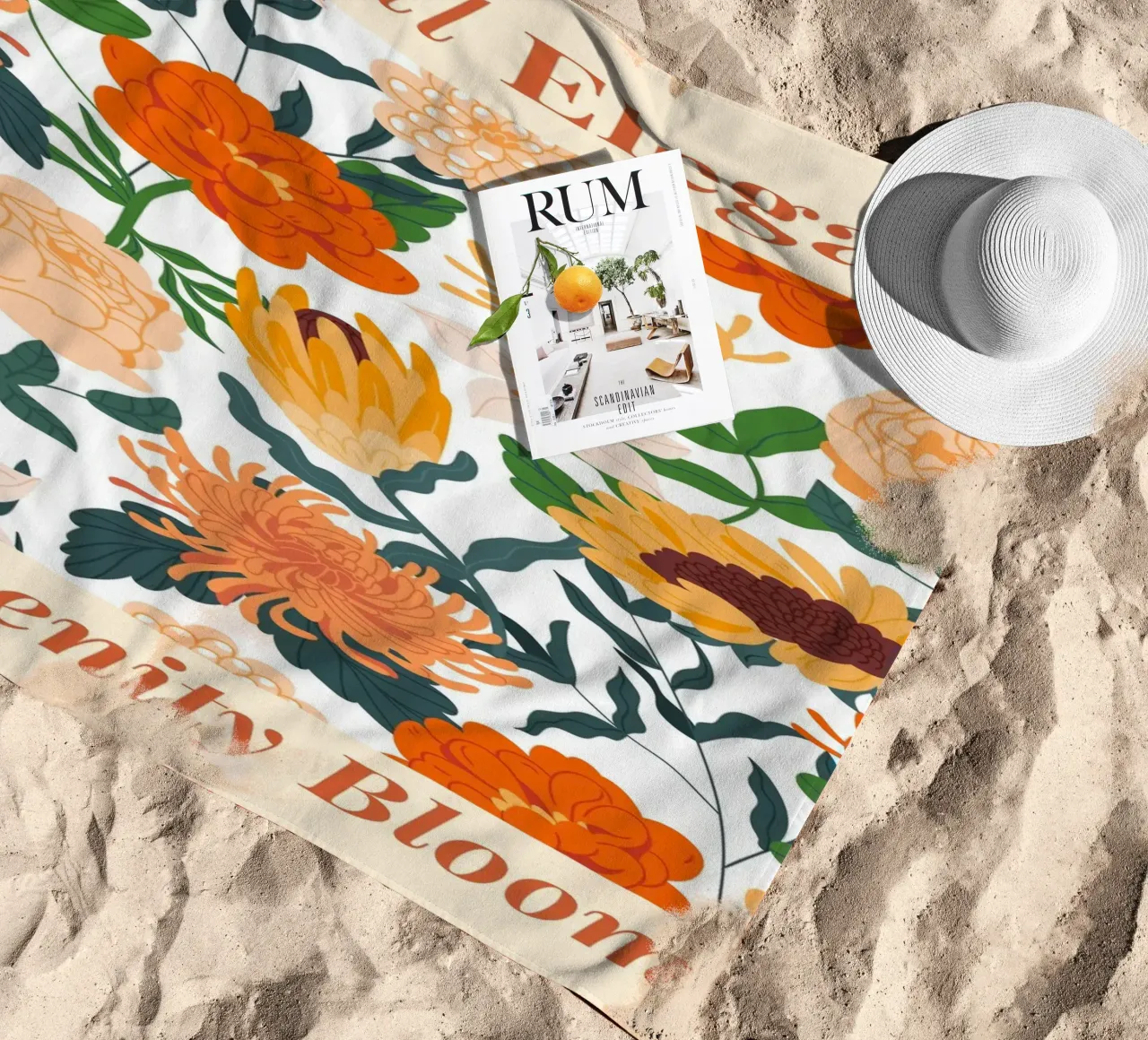 "Floral Elegance: Serenity Bloom" | Botanical Pattern Art Pr beach towel by NorwesClub