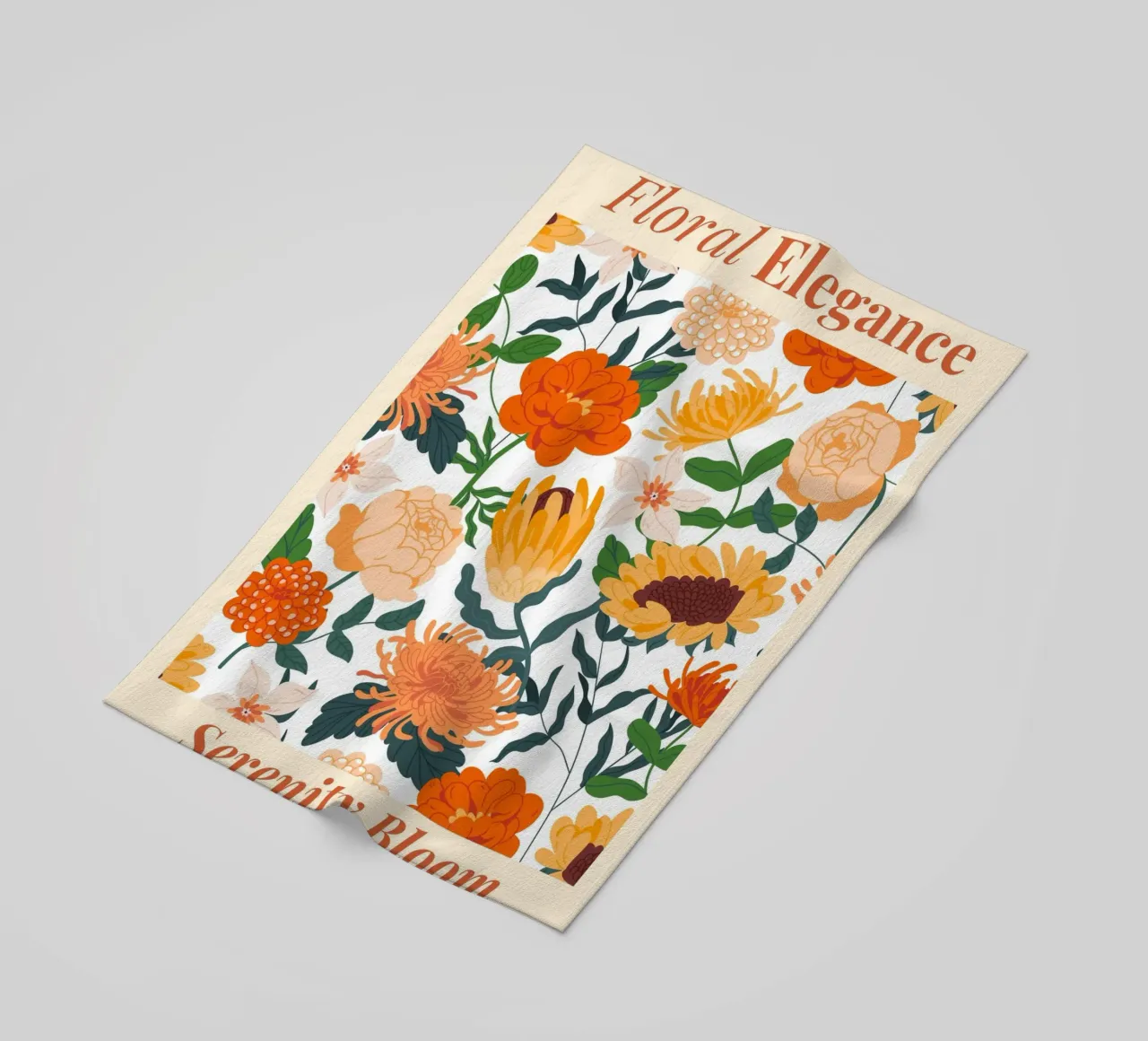 "Floral Elegance: Serenity Bloom" | Botanical Pattern Art Pr beach towel by NorwesClub