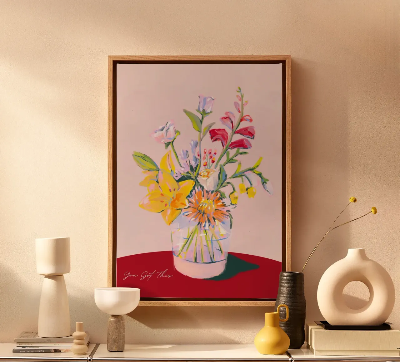 "Levendige Bloemenvaas | Moderne Expressieve Kunst P canvas met Baklijst van NorwesClub
