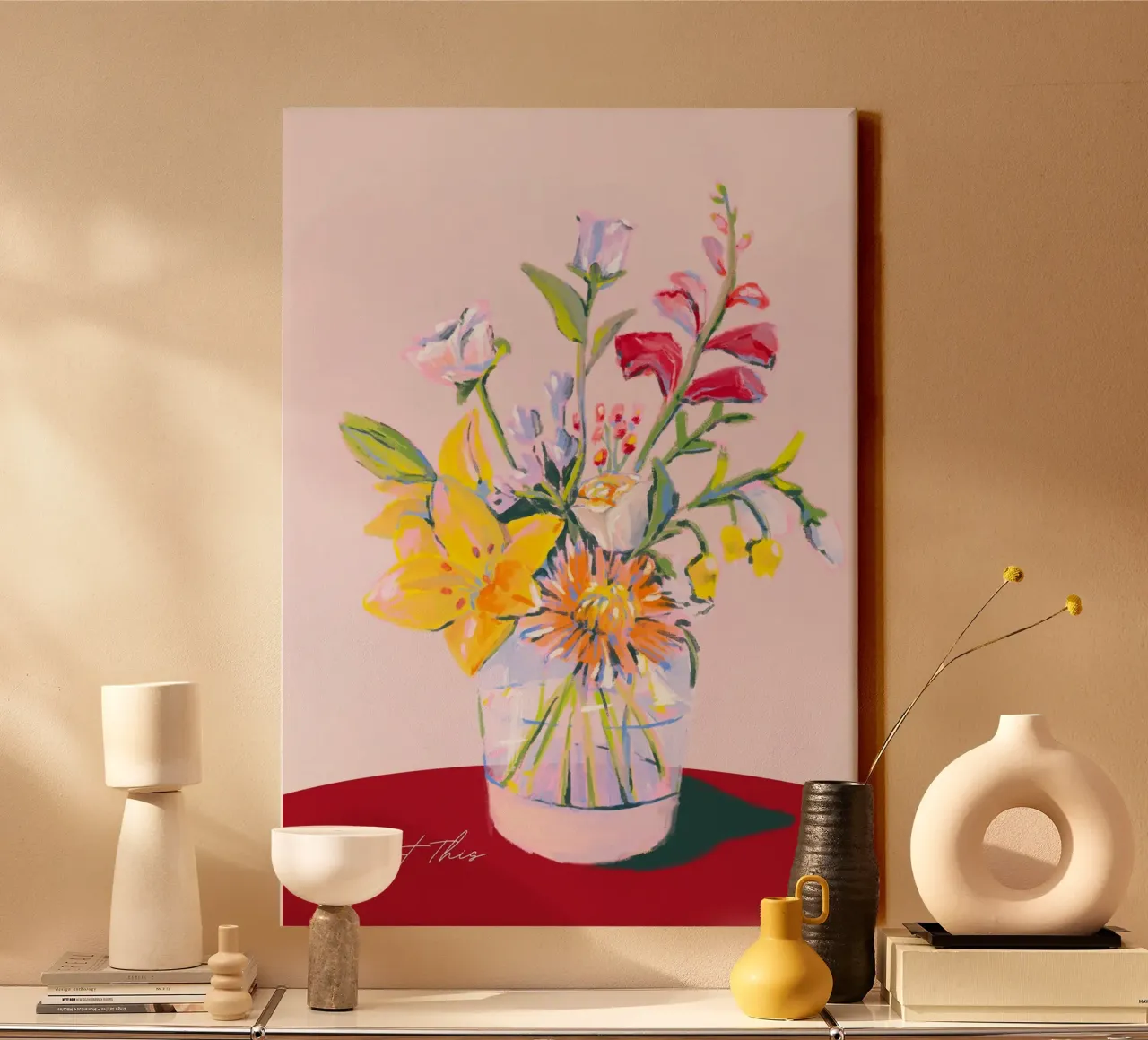 "Levendige Bloemenvaas | Moderne Expressieve Kunst P canvas met Baklijst van NorwesClub