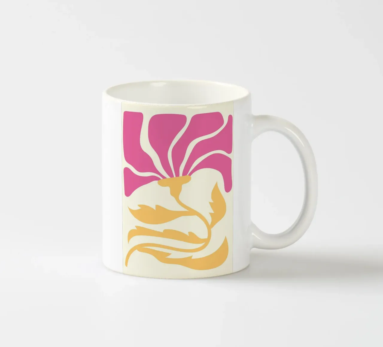 Abstracte Roze & Gele Bloei | Matisse Geïnspireerde Bloemsierkunst P keramische mok van NorwesClub