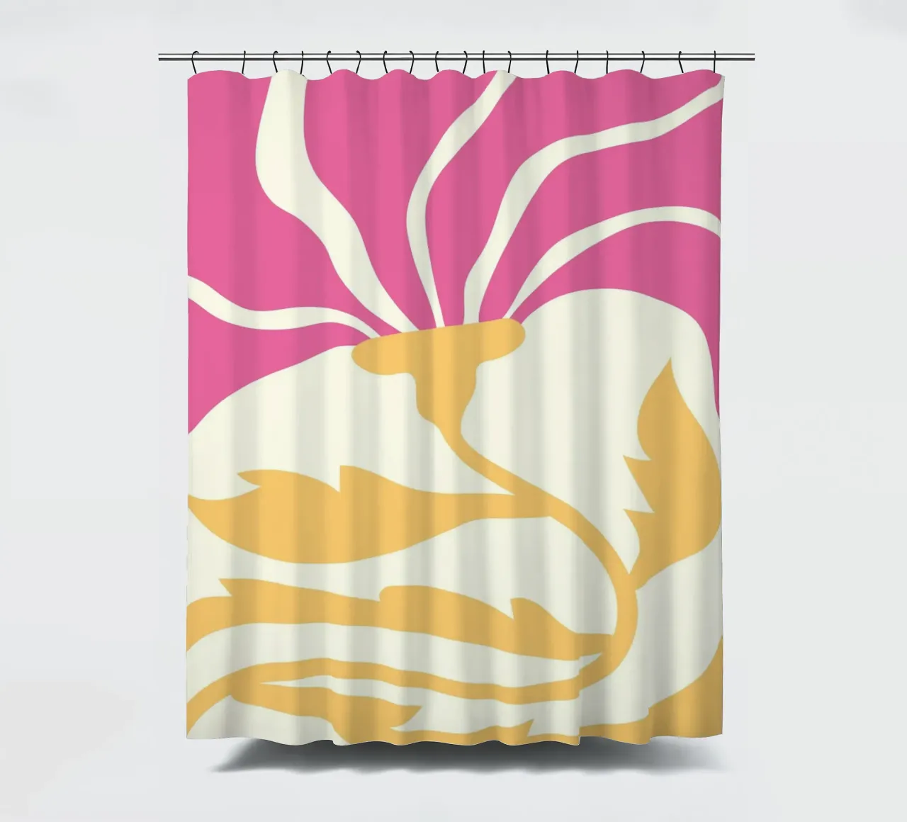 Abstracte Roze & Gele Bloei | Matisse Geïnspireerde Bloemsierkunst P douchegordijn van NorwesClub
