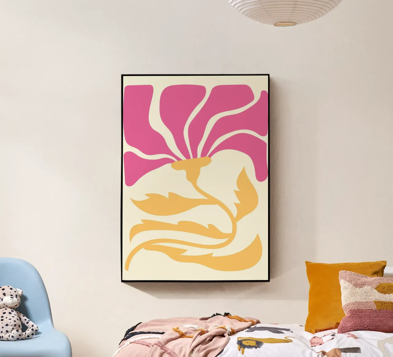 Abstract Pink & Yellow Bloom | Matisse Inspired Floral Art P acrylic glass by NorwesClub