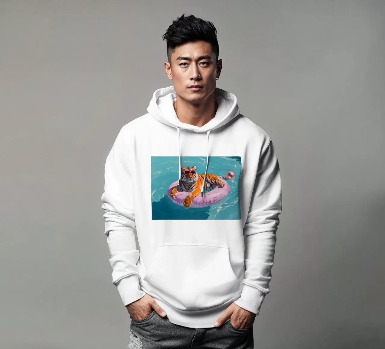 Cool Tiger Pool Party | Vibrant Pop Art Summer Print sudadera con capucha de NorwesClub