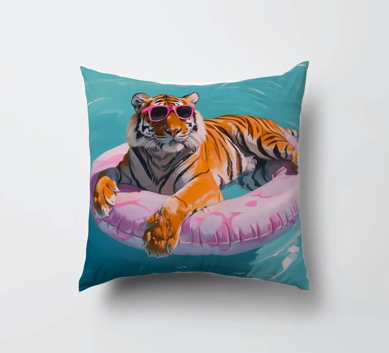 Cool Tiger Pool Party - Stampa estiva pop art vibrante cuscino da NorwesClub