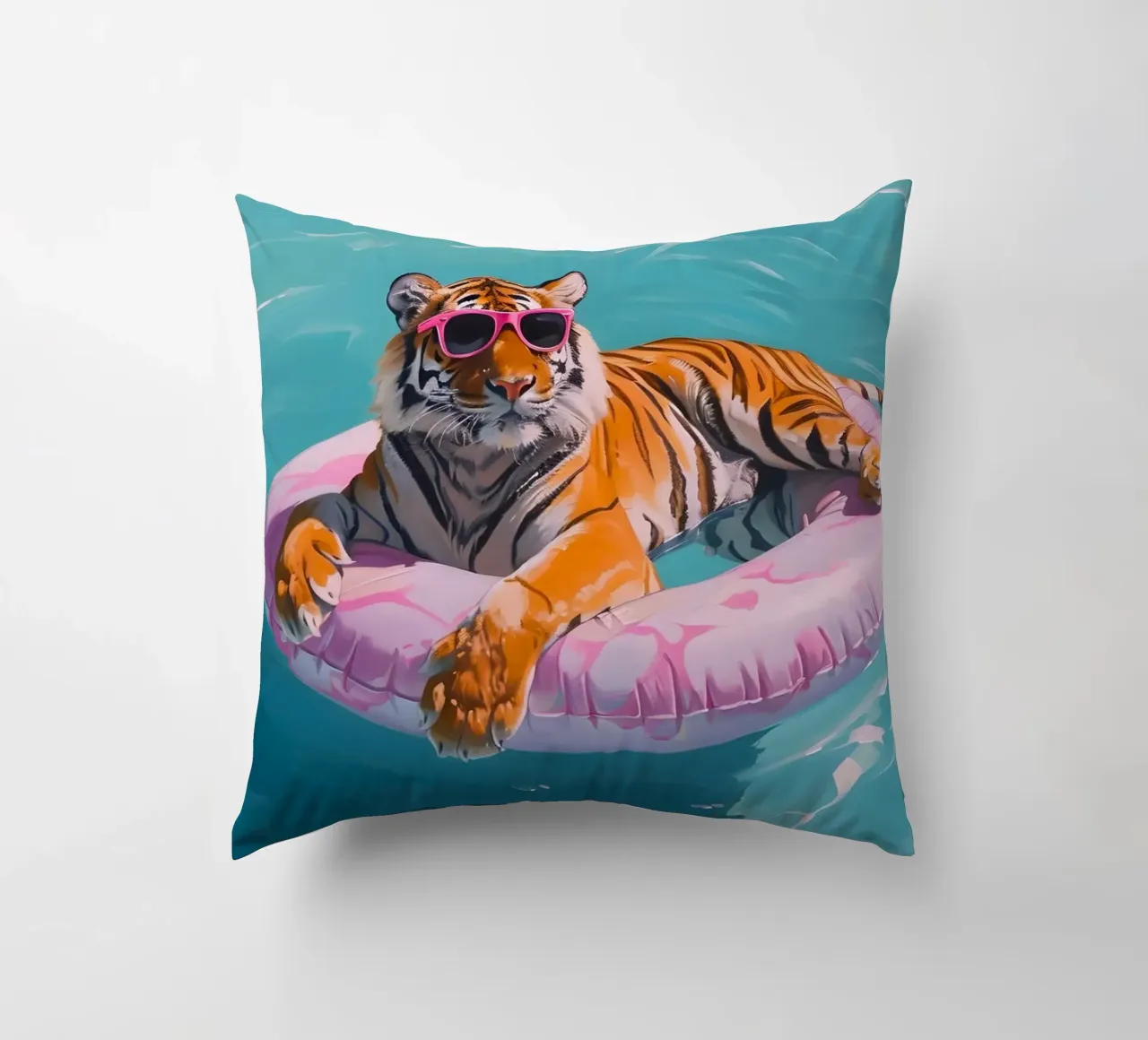 Cool Tiger Pool Party - Stampa estiva pop art vibrante cuscino da NorwesClub
