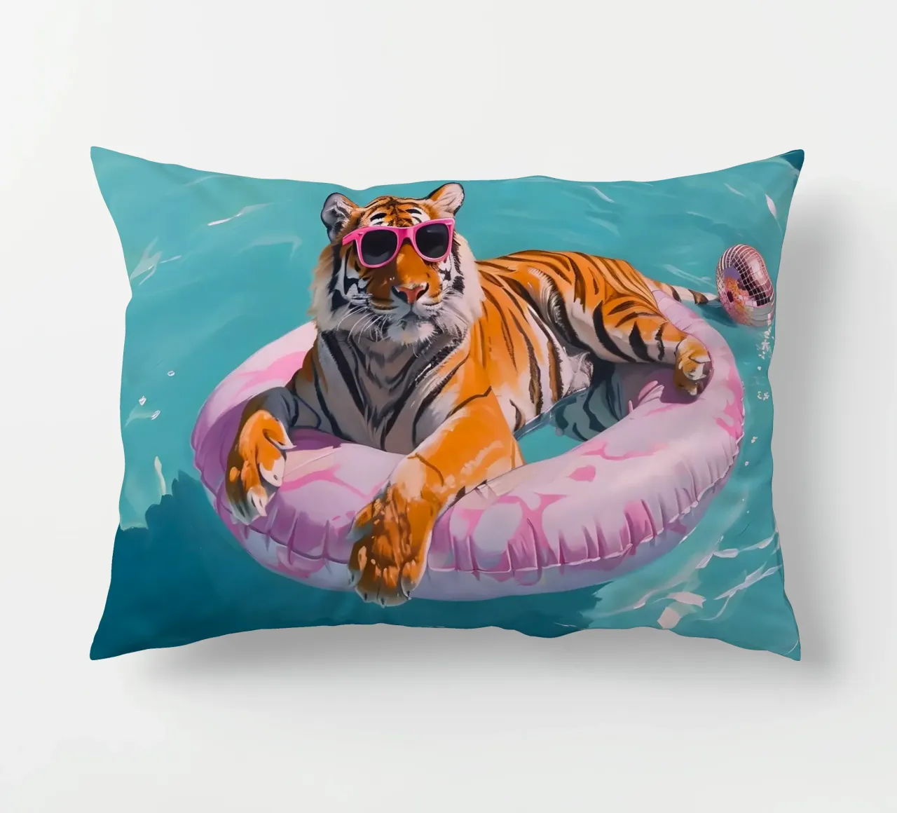 Cool Tiger Pool Party - Stampa estiva pop art vibrante cuscino da NorwesClub