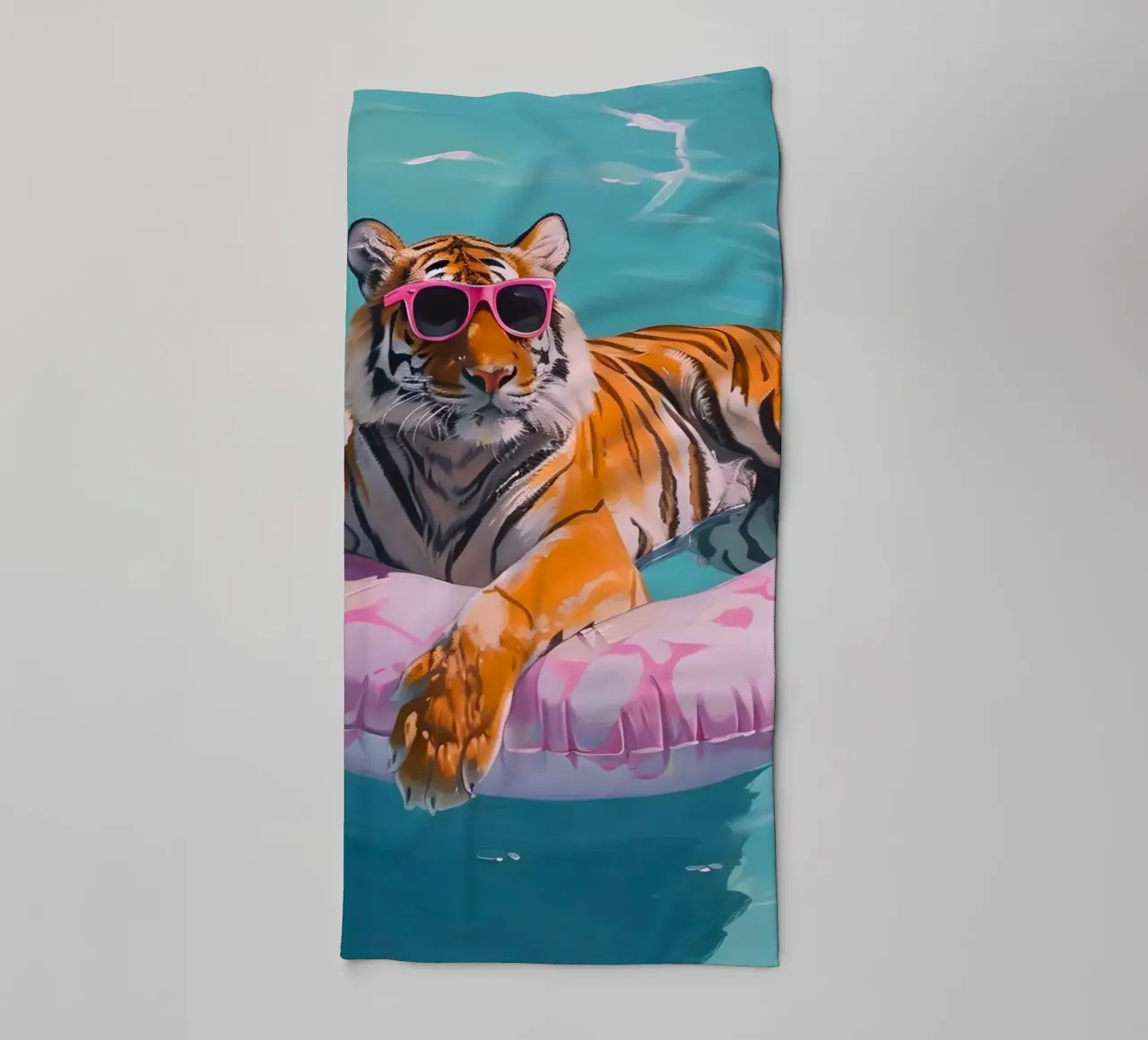 Cool Tiger Pool Party | Vibrant Pop Art Summer Print towel by NorwesClub
