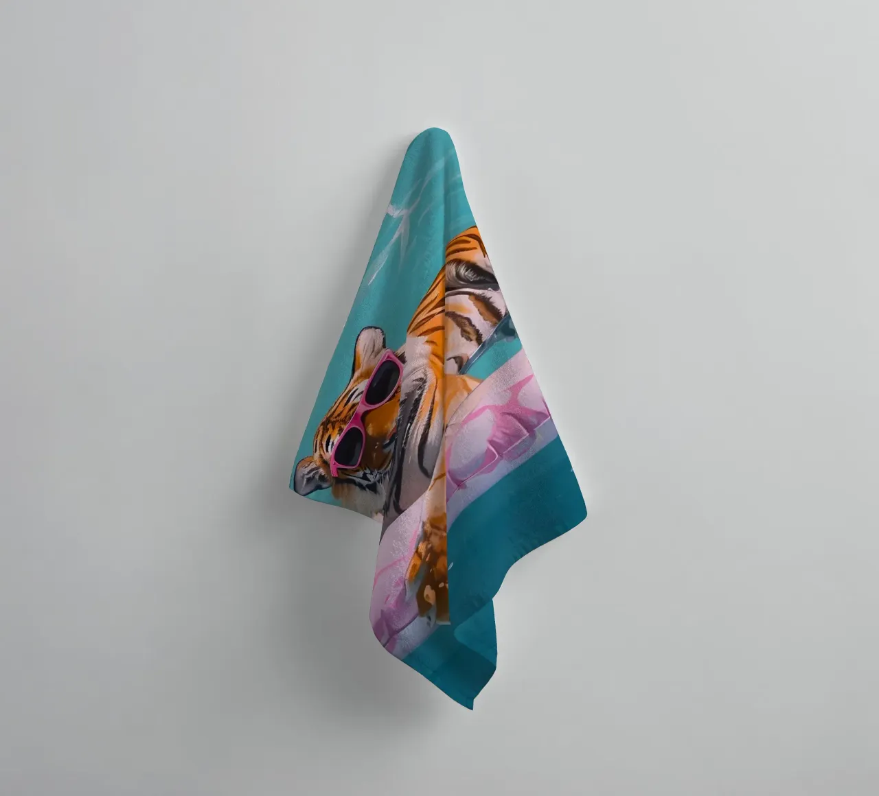 Cool Tiger Pool Party | Vibrant Pop Art Summer Print towel by NorwesClub