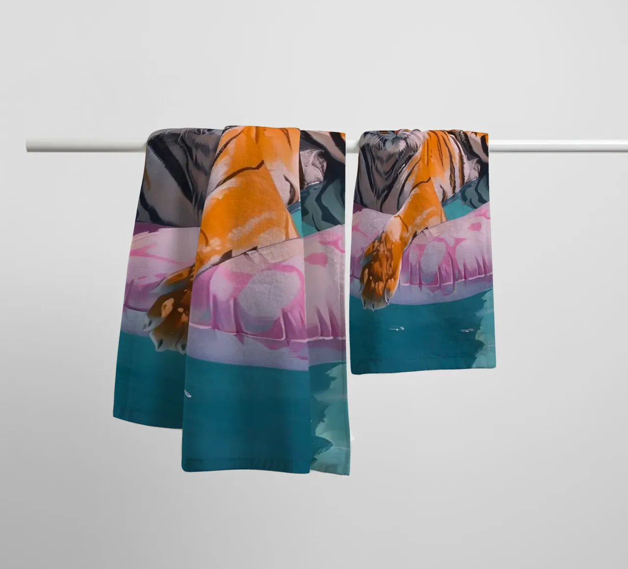 Cool Tiger Pool Party | Vibrant Pop Art Summer Print towel by NorwesClub