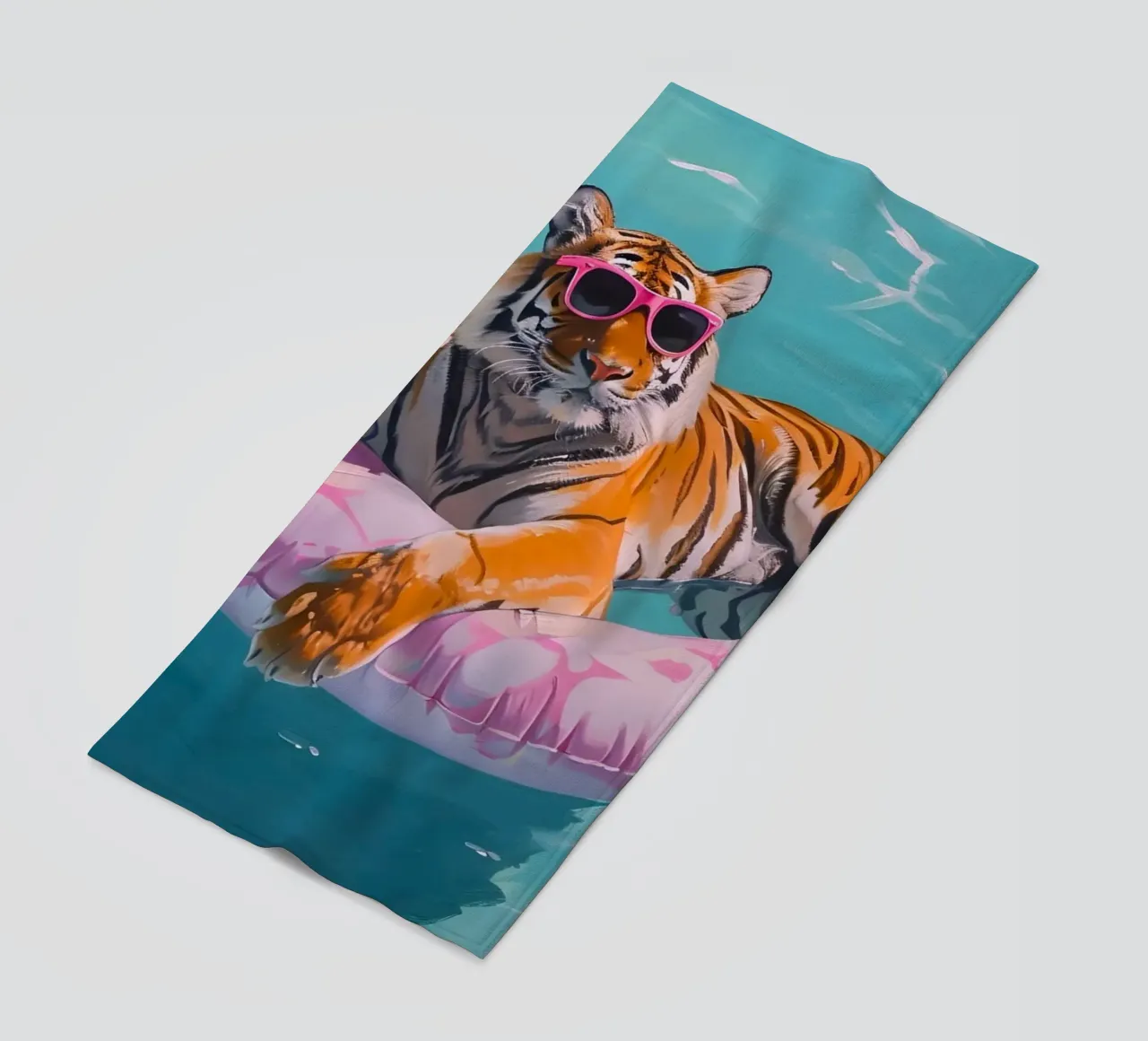 Cool Tiger Pool Party | Vibrant Pop Art Summer Print beach towel by NorwesClub