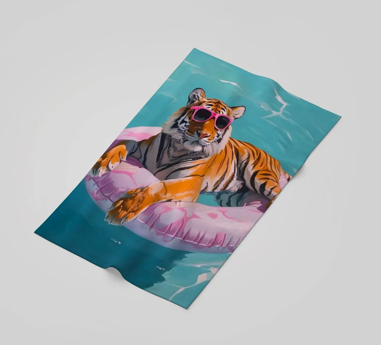 Cool Tiger Pool Party | Vibrant Pop Art Summer Print beach towel by NorwesClub