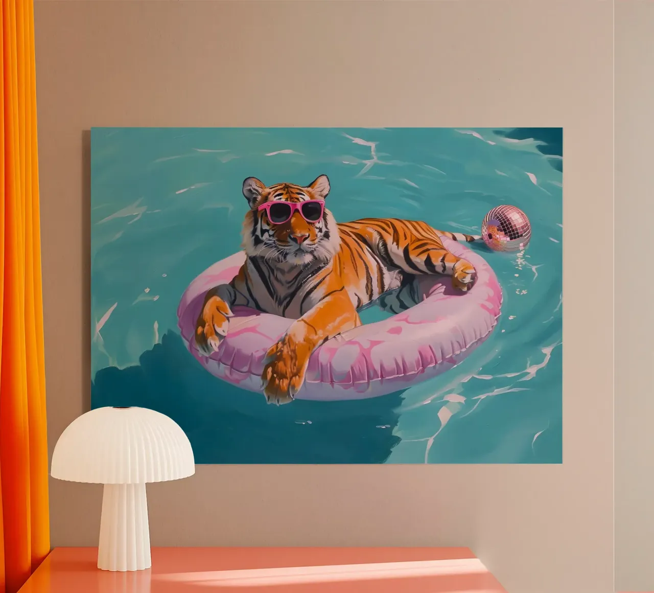 Cool Tiger Pool Party | Vibrant Pop Art Summer Print metacrilato de NorwesClub