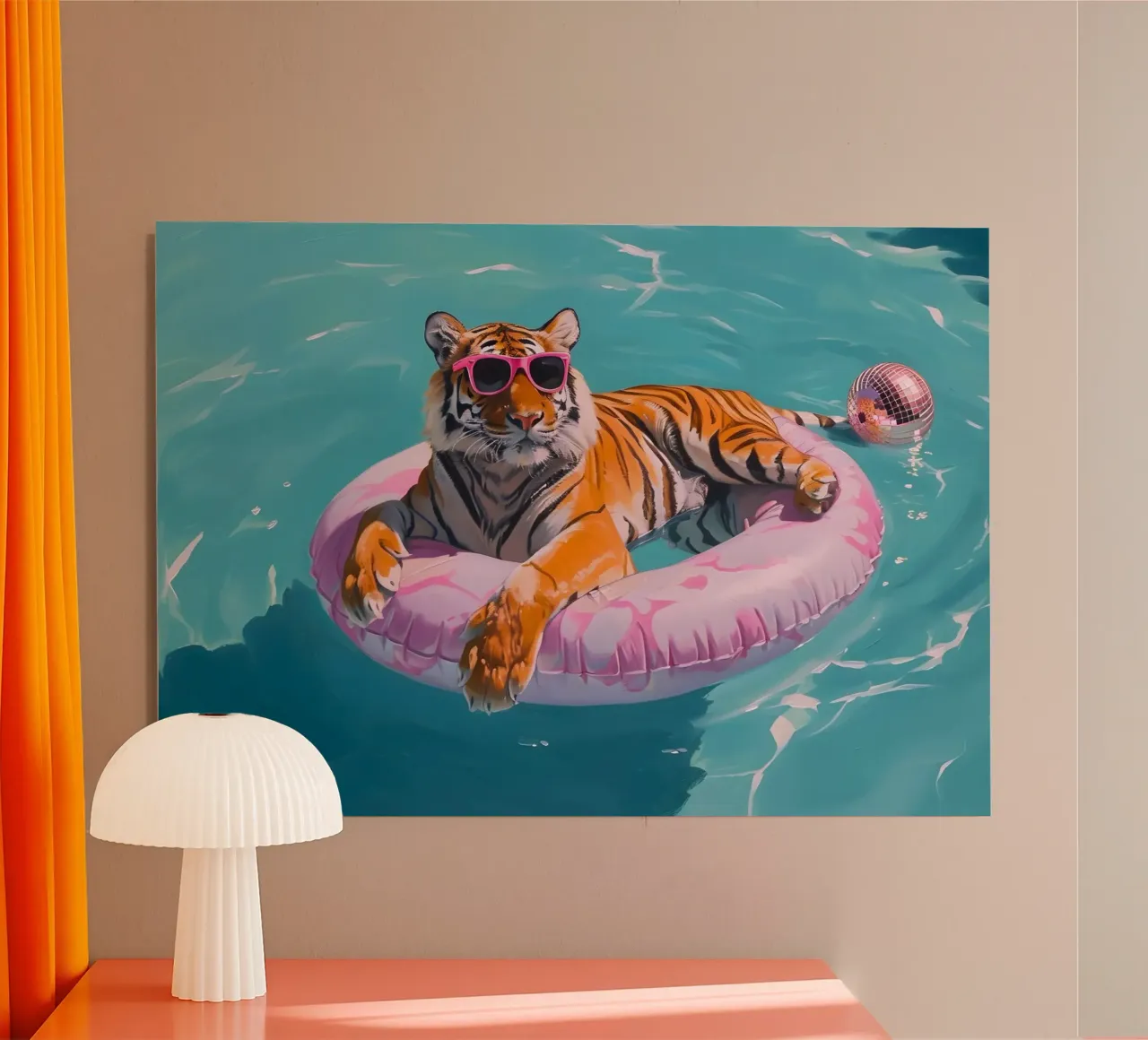 Cool Tiger Pool Party | Vibrant Pop Art Summer Print forex plate by NorwesClub