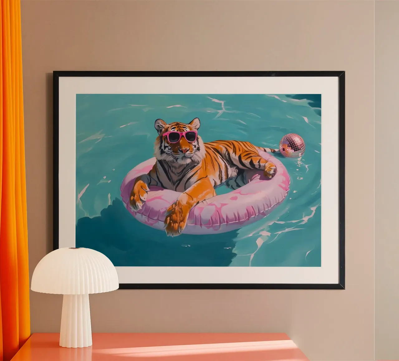 Cool Tiger Pool Party | Vibrant Pop Art Summer Print hahnemühle by NorwesClub