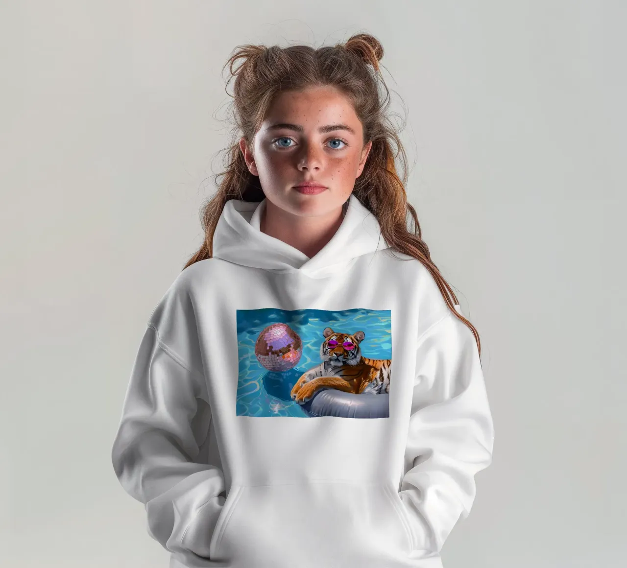 Tiger Disco Pool Party | Pop Art Summer Vibes Print sudadera con capucha para niño de NorwesClub
